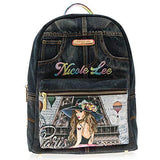 Denim Backpack With Fashion Design Multiple Compartments And Adjustable Straps