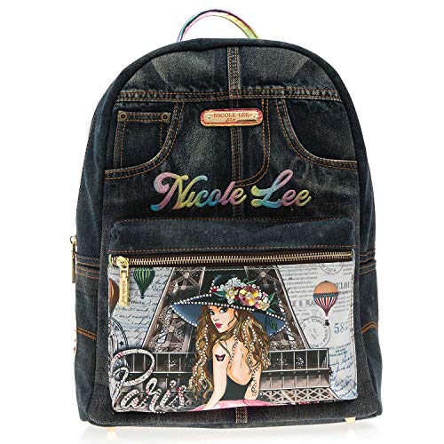 Denim Backpack With Fashion Design Multiple Compartments And Adjustable Straps