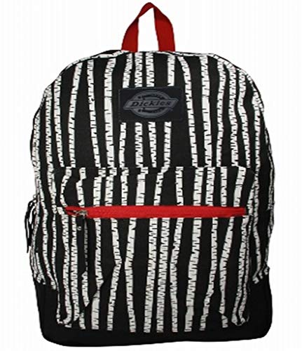 Dickies Black & White Stripe Cotton Canvas Backpack Student School Travel Pack