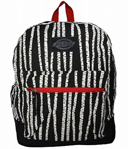 Dickies Black & White Stripe Cotton Canvas Backpack Student School Travel Pack