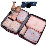 7Pcs Waterproof Travel Storage Bags Clothes Packing Cube Luggage Organizer Pouch(Pink cherry)