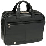 McKlein, I Series, WEST Loop, Full Grain Cashmere Napa Leather, 15" Leather Expandable Double Compartment Briefcase, Black (44575)