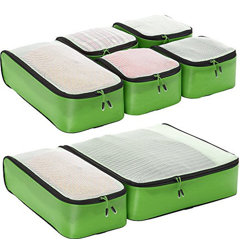 eBags Ultralight Travel Packing Cubes - Lightweight - Ultimate Packer Organizers - 7pc Set - (Green)