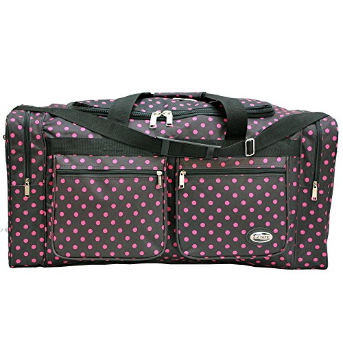 "E-Z Tote" Polka Dots Duffle Bag/Gym Bag/Travel Bag Size 30" with 4 Colors (Black/Pink Dots)