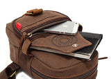 Men's Designed Small Chest Pack Purse Cross-body Shoulder Bag Cotton Canvas Leather Backpack