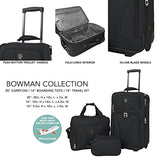 Bowman Collection- 3 Piece Traveler's Carry-On Set in Black