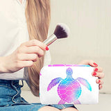 LORVIES Makeup Bag Toiletry Bag for Women Purple And Blue Sea Turtle Skincare Cosmetic Handy Pouch Zipper Handbag