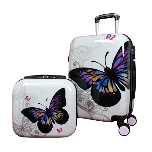 World Traveler 2 Piece Hardside Upright Spinner Luggage Set, Butterfly, One Size