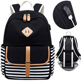 Canvas Travel Laptop Backpacks Womens College Backpack School Bag 15 inch USB Daypack Outdoor