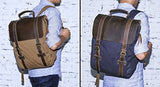 Gootium Leather Canvas Backpack Vintage Rucksack Unisex 15.6" Laptop Bag, Coffee