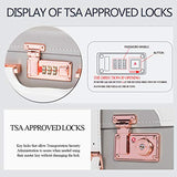 COTRUNKAGE Pu Spinner Suitcase Grey 2 Piece Vintage Trunk Luggage Set with TSA Lock (13" & 20", Light grey)