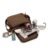 AUGUR Men's Messenger Bags Canvas Bags Crossbody Bags Genuine Leather Single Shoulder Bags (Coffee)