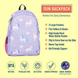 Wildkin 15 Inch Kids Backpack for Boys & Girls, 600-Denier Polyester Backpack for Kids, Features Padded Back & Adjustable Strap, Perfect Size for School & Travel Backpacks, BPA-free (Unicorn)