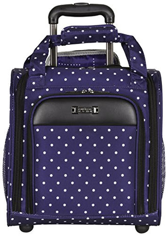 Kenneth Cole Reaction Dot Matrix 14" 600D Polka Dot Polyester 2-Wheel Underseater Carry-On, Navy