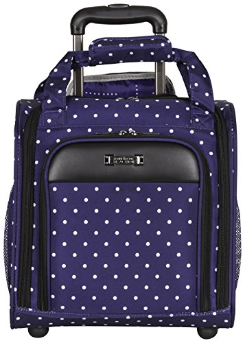 Kenneth Cole Reaction Dot Matrix 14" 600D Polka Dot Polyester 2-Wheel Underseater Carry-On, Navy