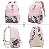 Abshoo Lightweight Canvas Floral Backpacks for Teen Girls School Backpack with Lunch Bag (DG20 Pink)