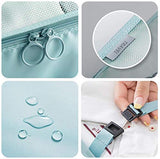 Luggage Organizer, Packing Cubes For Travel With Shoes Bags, Compression Cells, Accessories Bags Made With Wearable Waterproof Material. Perfect for Travel, Long Trips, Camping (Pink Stripe - 7 PCS)