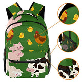 LORVIES Farm Animal Green Lightweight School Classic Backpack Travel Rucksack for Girls Women Kids Teens