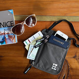 Zero Grid Neck Wallet W/Rfid Blocking- Concealed Travel Pouch & Passport Holder (Shadow Grey)