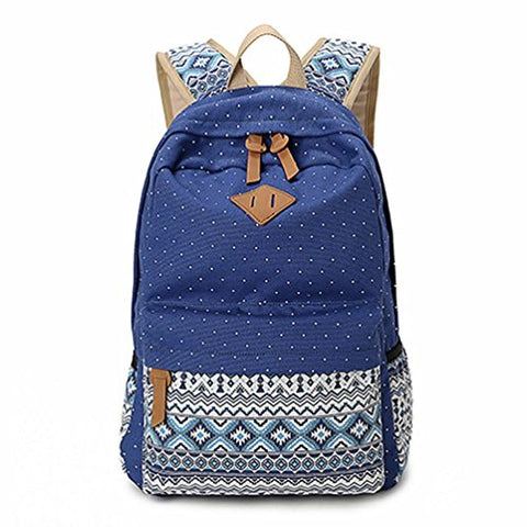 S Kaiko Canvas Backpack School Bakcpack For Women And Men With Polka Dots School Bag Daypack