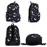 Unicorn School Backpack Waterproof Canvas Pencil Bag 3PC Set