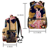 LORVIES Japanese Geisha Girl Backpacks for Traveling Hiking Shopping