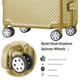 Flieks Aluminum Frame Luggage TSA Approved Zipperless Suitcase with Spinner Wheels 20 24 28inch Available (24-Checking in, Luxury Gold)