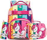 Girls 16inch Unicorn Backpack for Elementary Preschool Bookbag with Lunch Box