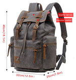 High Capacity Canvas Vintage Backpack - for School Hiking Travel 12-17" Laptop
