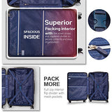 Coolife Luggage Expandable 3 Piece Sets Pc+Abs Spinner Suitcase 20 Inch 24 Inch 28 Inch (Navy)