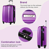 TBWYF Luggage Set 3 Piece Set Suitcase set Spinner Hard shell Lightweight (purple)
