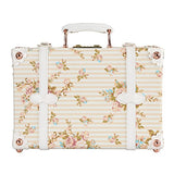 Unitravel Vintage Suitcase Pu Leather Small Floral Box With Straps Carry On 12"