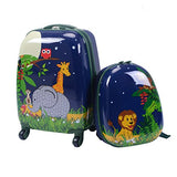 GHP 16"×12"×8.5" ABS Kids Animal Design Trolley Suitcase Luggage w 12" School Backpack