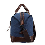 Ulgoo Travel Duffel Bag Canvas Bag PU Leather Weekend Bag Overnight (Deep Blue)