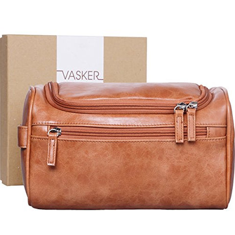 [Gift Box] Vasker Travel Hanging Toiletry Bag For Men Waterproof (Brown)