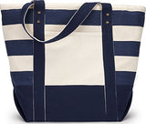 Zuzify Nautical Zippered Canvas Tote Bag. Dy1090 Os Navy / Blue Stripe