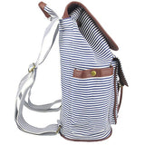 Imiflow Backpack for School Girls College Schoolbags Casual Laptop Purses Book Bags (Stripe Canvas)
