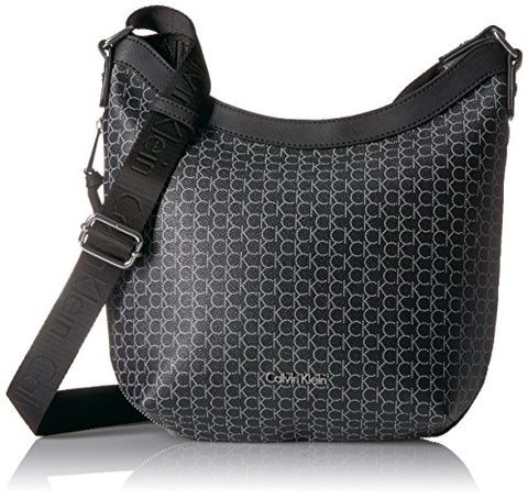 Calvin Klein Women'S Monogram Top Zip Messenger, Black/Silver