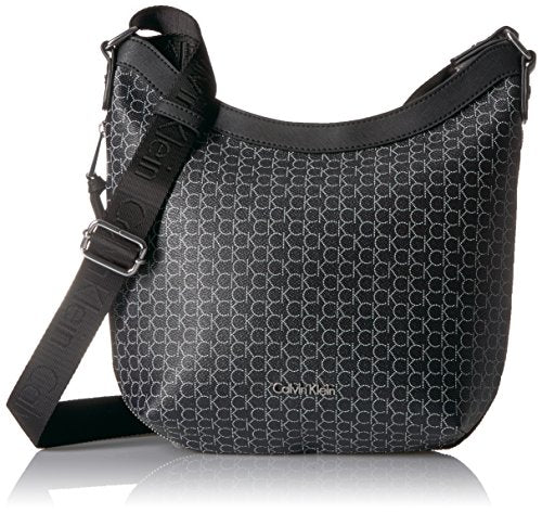 Calvin Klein Women'S Monogram Top Zip Messenger, Black/Silver