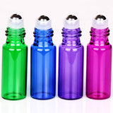 24X 5ml Refillable Glass Perfume Bottle Metal Ball Roller Essential Oil Aromatherapy