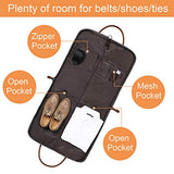 Carry On Garment Bag for Business Travel S-ZONE Canvas Leather Men Suit Cover