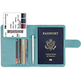 Gdtk Leather Passport Holder Cover Case Rfid Blocking Travel Wallet (Sky Blue #2)