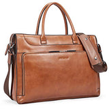 BOSTANTEN Leather Briefcase Vintage Business Message Bags 15.6 inch Laptop Shoulder Handbag for