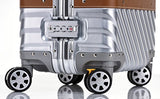 Checked Luggage, Aluminum Frame Hardside Fashion Suitcase with Detachable Spinner Wheels 28 Inch Silver
