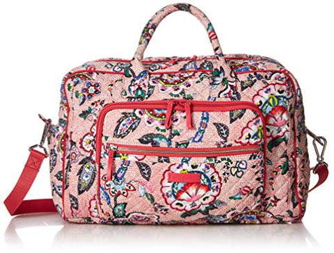 Vera Bradley womens Iconic Compact Weekender Travel Bag, Signature Cotton, Stitched Flowers, One Size