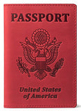 Rfid Blocking Us Passport Holder Cover Travel Wallet Organizer Case With Card Slots (Red Vintage)