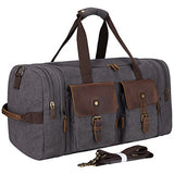 S-Zone Leather Overnight Duffle Bag Canvas Travel Tote Duffel Weekend Bag Luggage