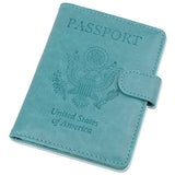 Gdtk Leather Passport Holder Cover Case Rfid Blocking Travel Wallet (Sky Blue #2)