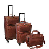 The Set Of Classic Brown Amerileather Traveler Croco Print 3 Piece Luggage Set