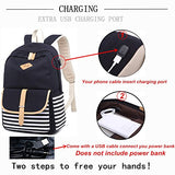 Canvas School Backpack USB College Bookbag 15.6 inch Laptop Backpack with USB Charging Port